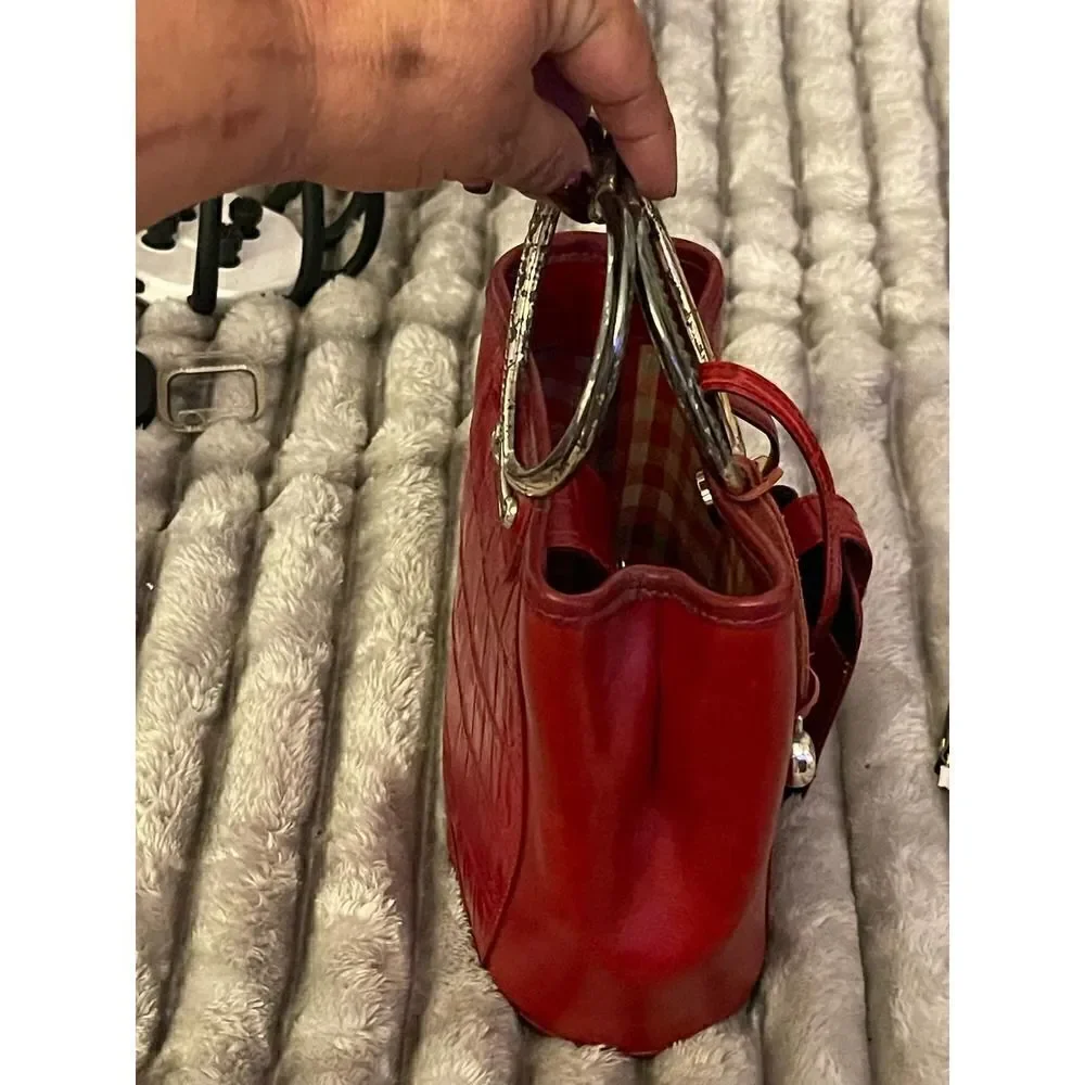 Brighton vintage red crocadile corazon mini bucket bag heart handle